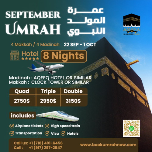 September 2025  Umrah  22 Sep -1 Oct